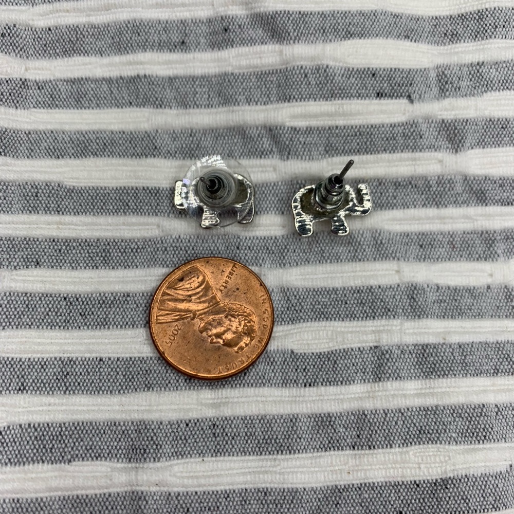 Silver Elephant Rhinestone Small Stud Earrings - image 5